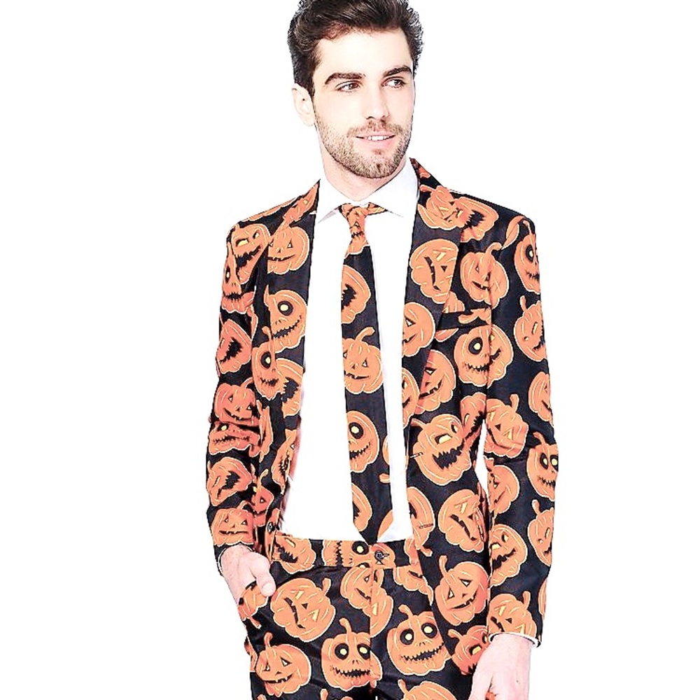 Full Pumpkin Suit with Tie & Hat for Halloween Costume